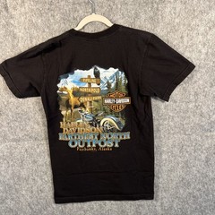 Harley-Davidson Tee Mens Small Black Short Sleeve Farthest Outpost, Fairbanks AK