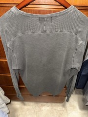 Double RL RRL Ralph Lauren Waffle Knit Long Sleeve Shirt Tee Gray Heather Large
