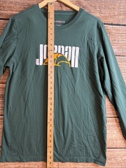 READ- Jordan Shirt Mens Large Green Crewneck Graphic Jumpman Logo Spellout Net