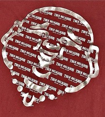 True Religion Buddha Graphic SS Tee Mens S Red Silver Metallic Foil Logo T-Shirt