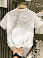 Men’s Luxury Embroidered Lion T-Shirt Short Sleeve Casual Slim Fit Crew Neck Top