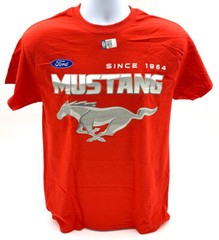 Ford Mustang T-Shirt – Red w/ Running Pony Since 1964 & Multiple Logos On Back