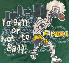 VTG AND1 Basketball Shirt Boys XL Green Graphic To Ball or Not To Streetwear Y2K
