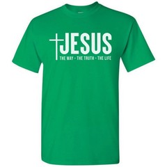 Jesus Christ Cross The Way Truth Life T-Shirt Faith in God Christian Bible Tee