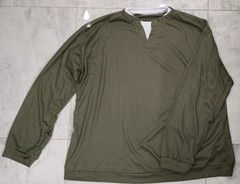 Men’s 4XL Olive Green Waffle Knit Long Sleeve Shirt Notch Neck Casual Thermal To