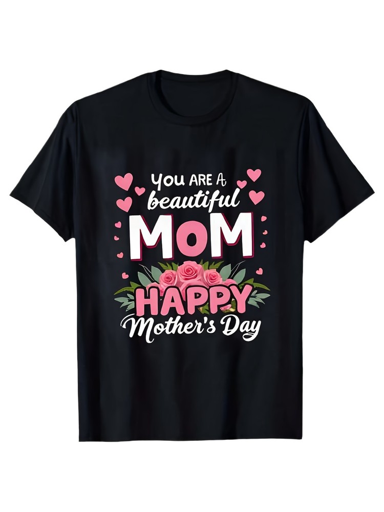 Women’S I Love You Mommy Mom T-Shirt – Floral & Heart Print Mother’S Day Gift,