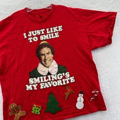 Elf Ugly Shirt XXL Mens Red Tee 2XL Ripple Junction Christmas Movie Funny Top