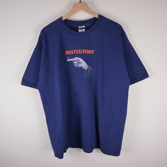Vintage Rusted Root Welcome To My Party Tour 2002 Shirt Navy Adult XL 24×29