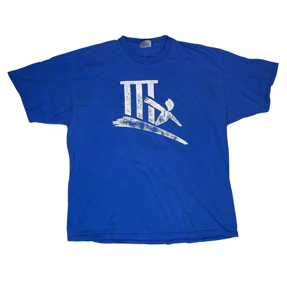Vintage Blue Graphic T Shirt Adult XL Distressed Print Tee