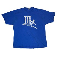 Vintage Blue Graphic T Shirt Adult XL Distressed Print Tee