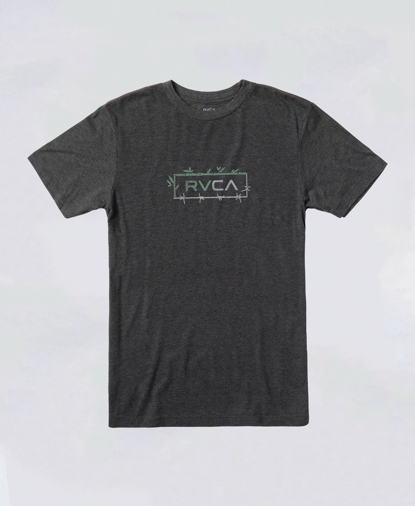 $30 RVCA Men’s Bordered T-Shirt Short Sleeves Black Heather Slim Fit Size XL