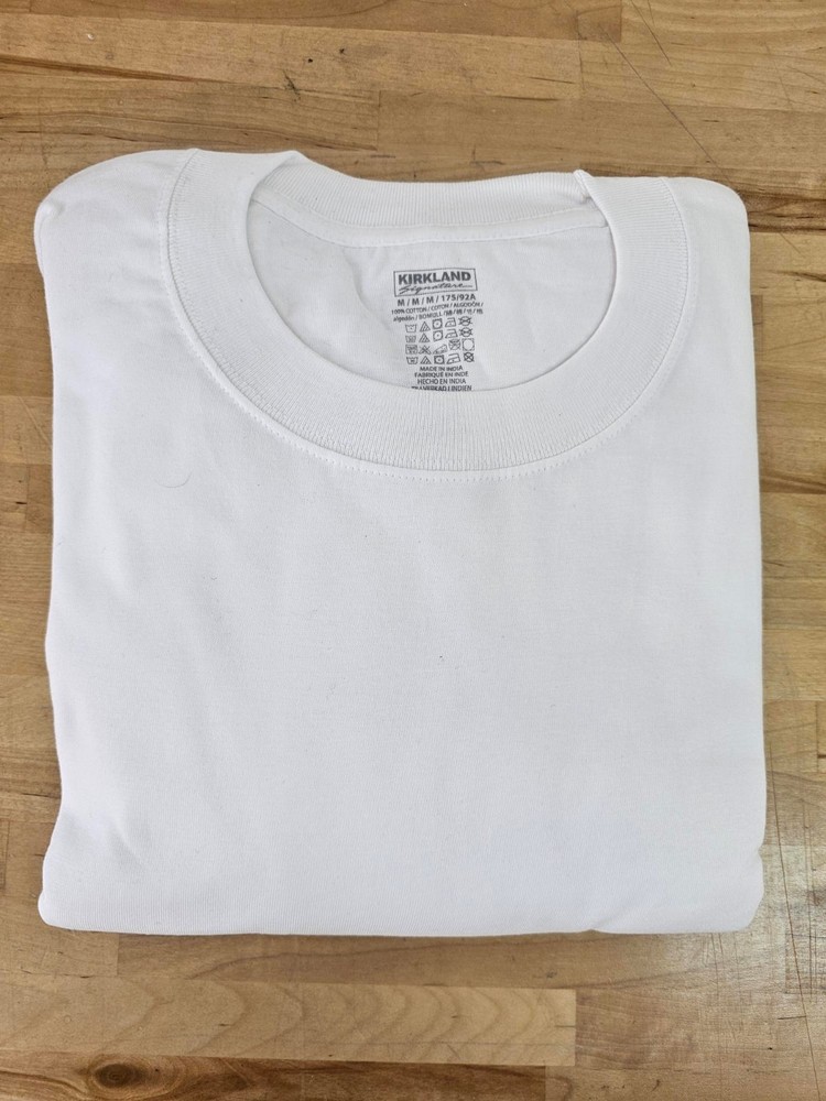 *3 PACK* M / MEDIUM – WHITE – Kirkland Signature Men’s Crew Neck Cotton Shirts
