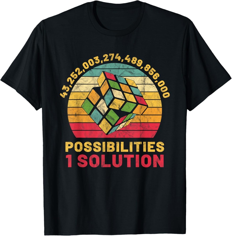 Puzzle Cube Funny One Solution Speed Cubing Retro Math T-Shirt