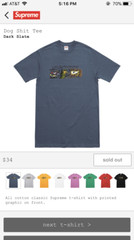 SUPREME FW17 DOG SH*T TEE DARK SLATE SIZE MEDIUM M T-SHIRT NEW IN HAND!