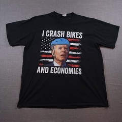 President Joe Biden ‘I Crash Bikes and Economies’ Graphic T-Shirt Black 2XL