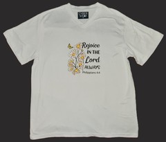 Cyberwear Spiritual T-Shirt “Rejoice in the Lord Always” Philippians 4:4 X Large