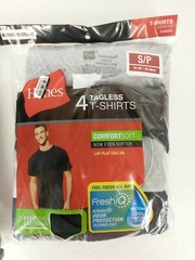 Hanes Tagless T-Shirts~S 34-36 or XL 46-48~Comfort Soft~4 Pack~Asst Gray Black