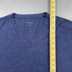 Goodlife Shirt Mens XL V-Neck Navy Short Sleeve Cotton Poly Straight Hem Peru