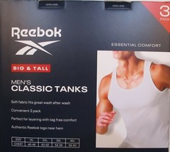 3 GENUINE REEBOK MENS BIG & TALL 2XL 3XL 4XL 100% COTTON WHITE TANK TOP T SHIRTS