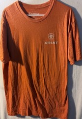 Ariat Mens XL Orange Logo T Shirt Western Ranch Cowboy Casual Tee
