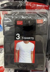 Marco Giovanni American Fit 3-Pack Cotton Tagless Crew Neck T-Shirts Black S/P