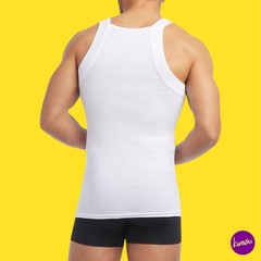 EVOLVE Men’s Cotton Comfort Square Cut Tank 2-Pack, White, UK L | EU 52 | US L