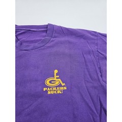 90s Packers Suck! T-Shirt Funny Double Sided Graphic Purple Sz L