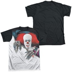 IT 1990 Pennywise It Adult Halloween Costume T Shirt (Black Back), S-3XL