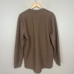 L.L. Bean Katahdin Iron Works Sherpa Waffle Fleece Henley Shirt Brown Mens LT