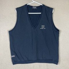 Lynx Mens L V Neck Vest Black Embroidered Logo 100% Cotton