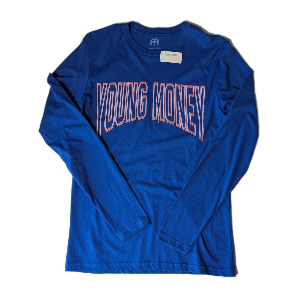 Young Money Nieman Marcus Shirt Long Sleeve Blue Graphic Rap Cotton Collab