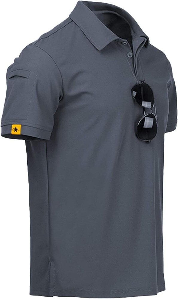 Men’s Tactical Polo T-Shirt Quick Dry Combat Short Sleeve Team Work Casual Shirt