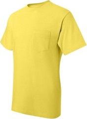 Hanes Beefy-T Unisex Pocket T-Shirt #5190 Crew Neck Short Sleeves Yellow Size XL