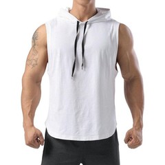 Gym Bodybuilding Men’s Hooded Tank Tops T Shirt Sleeveless Vest Workout Hoodie