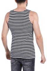 Men’s Striped Sleeveless Tank Top Shirt 100% Cotton Black Origin Telnyashka
