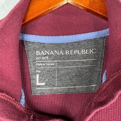 Banana Republic Henley Shirt Waffle Knit 1/2 Zip Burgundy Long Sleeve Pullover L