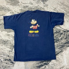 Vtg Disney Genuine Mickey Mouse Sz XL Blue Graphic Double Sided Unisex