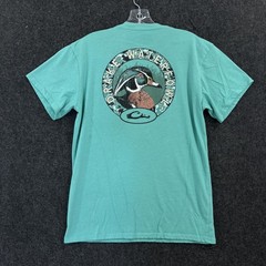Drake Waterfowl Pocket Shirt Men’s Medium Green Duck Hunting Graphic Tee