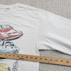 Vintage J. GALT Shirt Mens L White Italia 1977 Graphic Cars Long Sleeve 70s