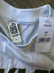 NEW Brisco Brands Pickles Graphic Print White T-Shirt Funny Size Large