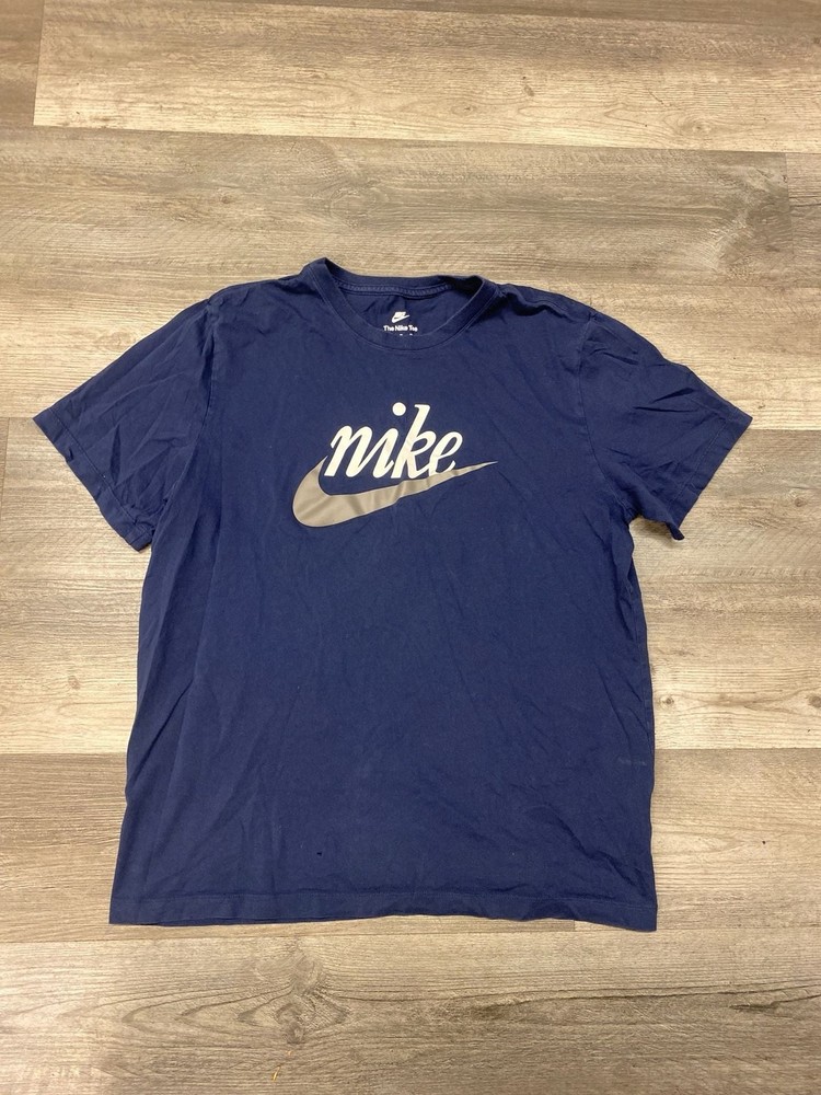 Nike Navy Blue Script Logo Graphic T-Shirt