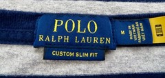 NEW! Polo Ralph Lauren Striped Custom Slim Fit Tee Shirt Navy Gray SZ M