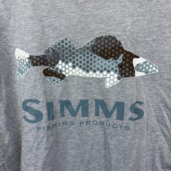 Simms Shirt Mens Small Gray Walleye Hex Flo Camo Fishing Graphic Outdoors Tee