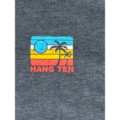 Hang Ten Mens Large Blue Heather Retro Sunset Palm Tree Graphic T-Shirt Surf Tee