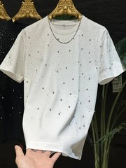 New Fashion Men Trendy Rivet Starry Sky Rhinestone Diamond Summer Luxury T-Shirt