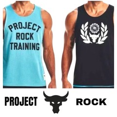 Under Armour Men’s Project Rock Reversible Mesh Tank Top Sz-M Blue And Black GYM