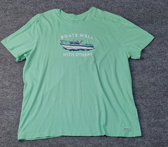 Life is Good “Boats Well With Others” Men’s Size XXL Green Short Sleeve T Shirt
