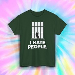 I Hate People Shirt Funny Cat Lover Anti Social Graphic Tee S-5XL Gift