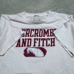 Abercrombie and Fitch Spell Out T-Shirt Mens L White Muscle Fit Distressed Y2K