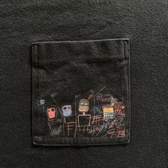 Uniqlo Jean Michel Basquiat Pocket T Shirt Mens Medium Black Art Artist Abstract